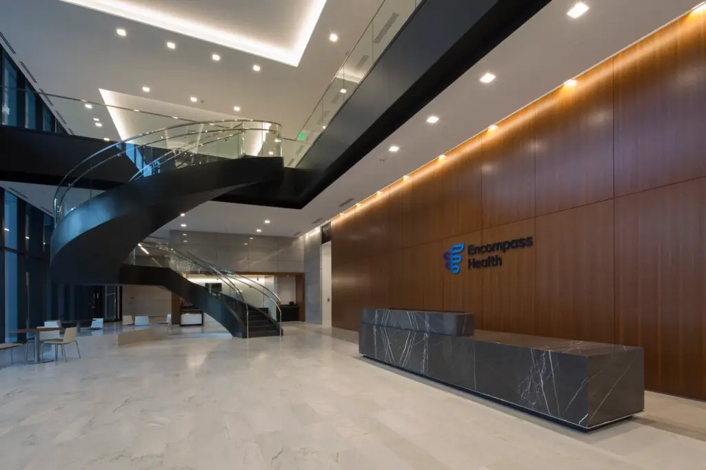 interior lobby of Encompass Health Headquarters