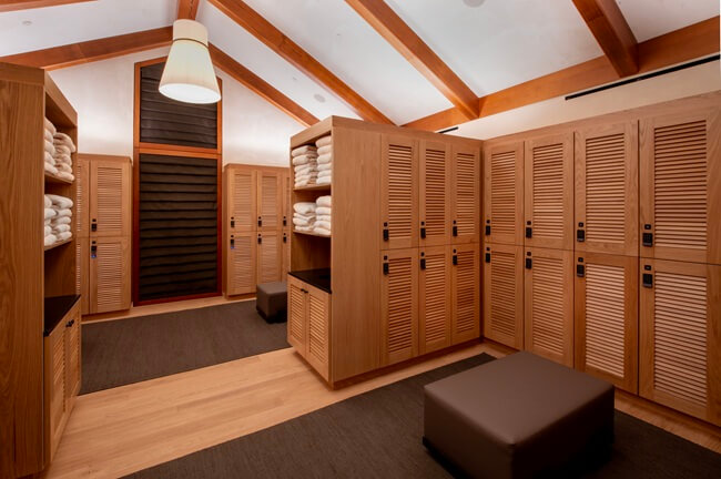 Custom millwork in sports stadium locker room